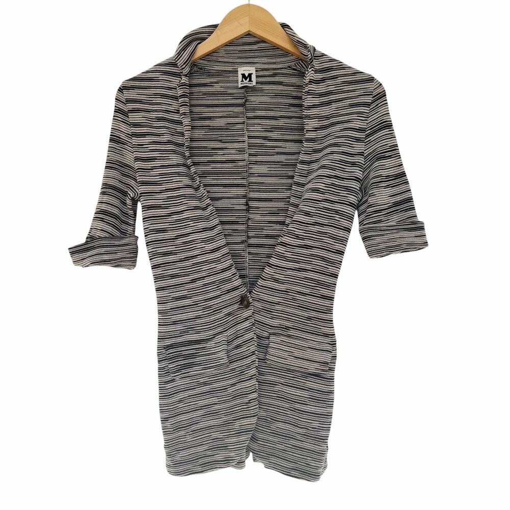 Vintage Missoni Black Gray Striped Knit Sweater Blazer Single Button Sz 4